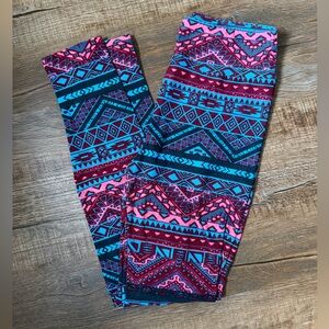 LuLaRoe Aztec Print Leggings - Pink & Blue